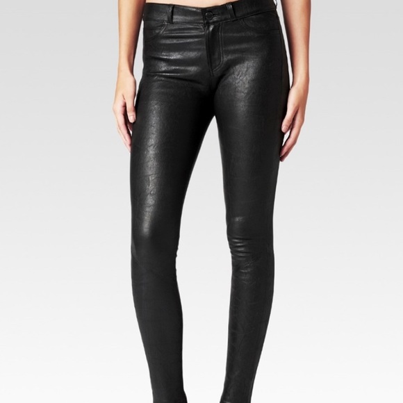 PAIGE Hoxton Pant- Black Stretch Leather